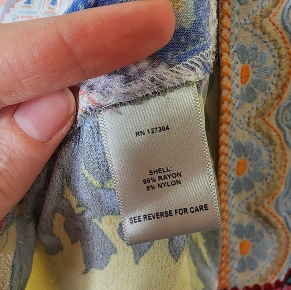 Vincente Boho Mixed Media Print Embroidered Floral Semi Sheer Kimono M - Picture 5 of 6